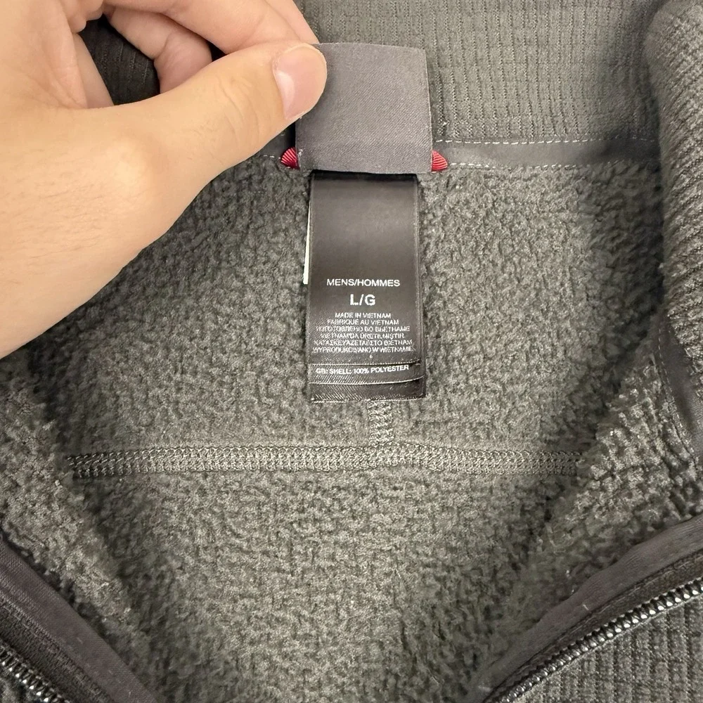 The North Face Mens Large 1/4 Zip Grid Fleece‎ Pullover Green Waffle Knit A32S